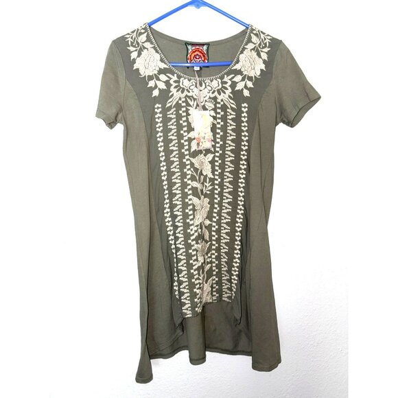 NWT Johnny Was Letty Olive Green Embroidered Woven Tunic Top Size XS - Picture 10 of 10